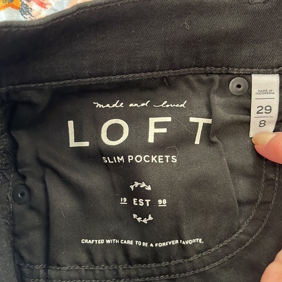 LOFT Jeans Black High Waist Slim Pockets Skinny Ankle sz 8 or 29 - Picture 6 of 7